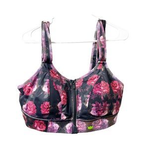 SHEFIT Women Ultimate Sports Bra 2Luxe Bust 41-46 Pink & Black Floral Zip Up